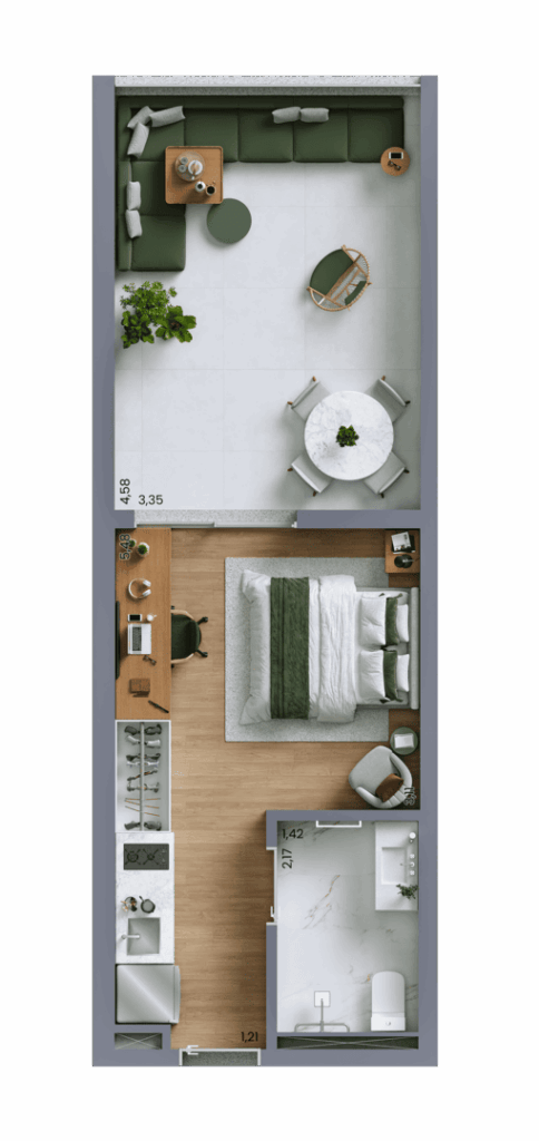 Planta-Artistica-do-Studio-de-40m²-com-Garden-.png